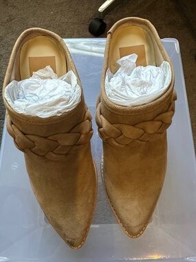 Dolce Vita Braided Suede Pointed-Toe Mule - Tan